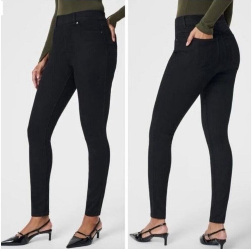 Spanx Jeans Women Medium Petite Black EveryWear Ankle Skinny Shape 4 Way Stretch